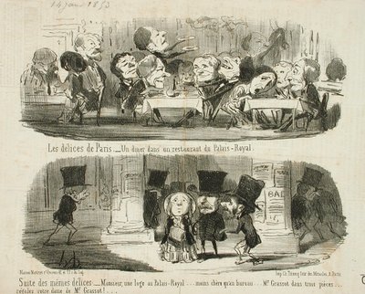 A Dinner at the Palais-Royal Restaurant; Suite of the Same Delights by Honoré Daumier